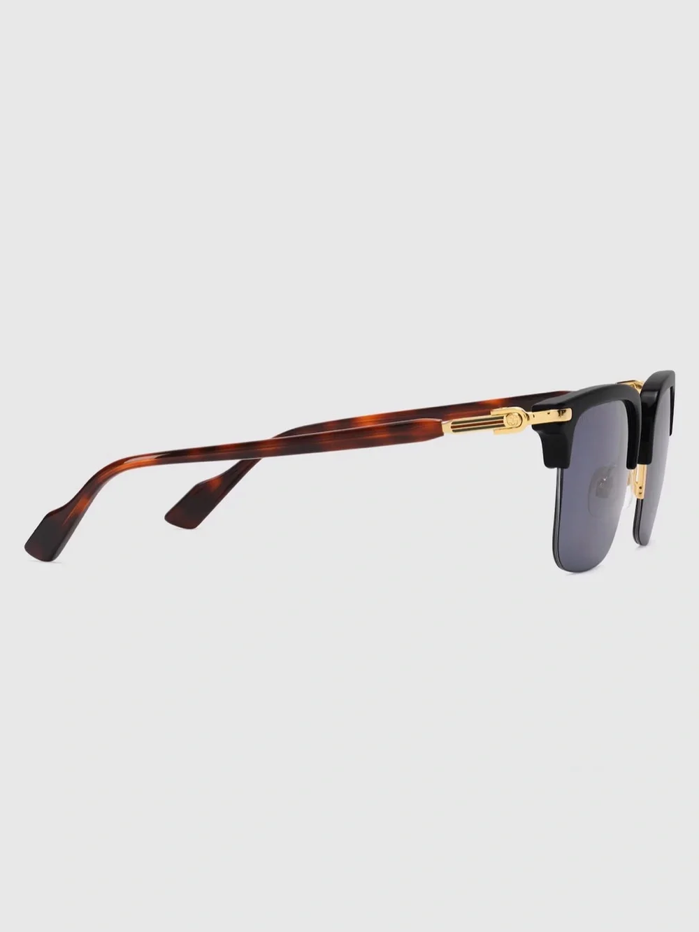 Gucci Men’s Square Sunglasses in Black and Gold-Tone